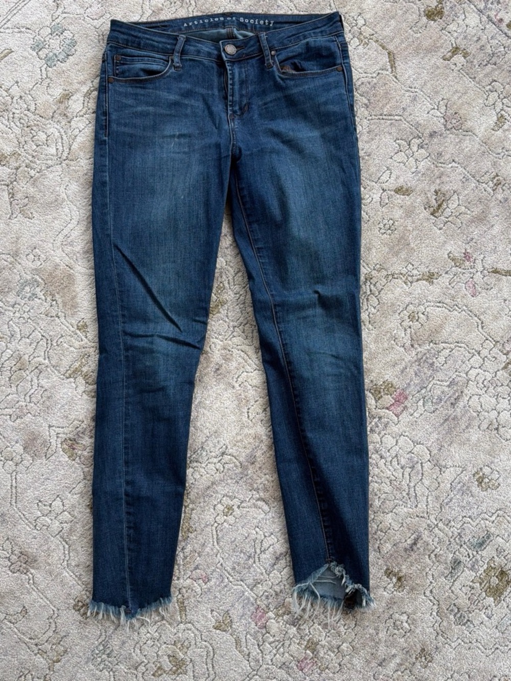Articles Of Society Dark Blue Skinny Jeans with Frayed Hem
